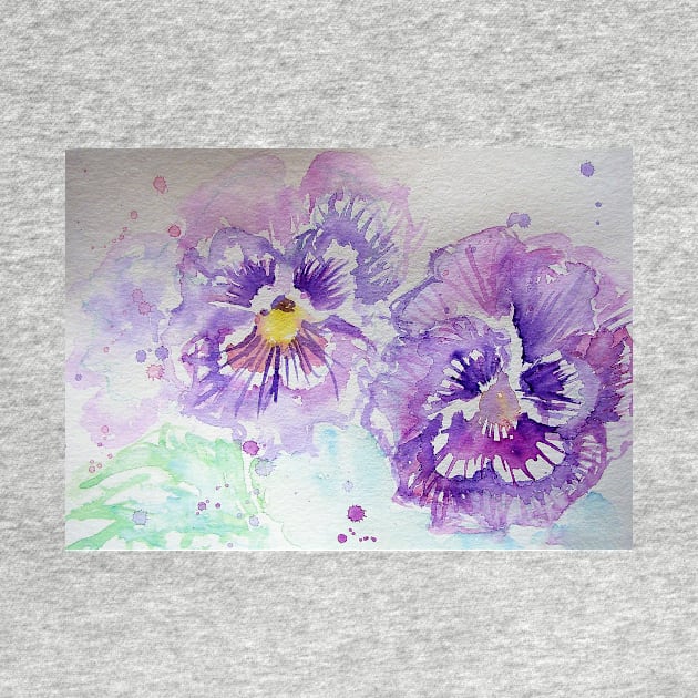 Purple Pansy Flower Watercolor by SarahRajkotwala